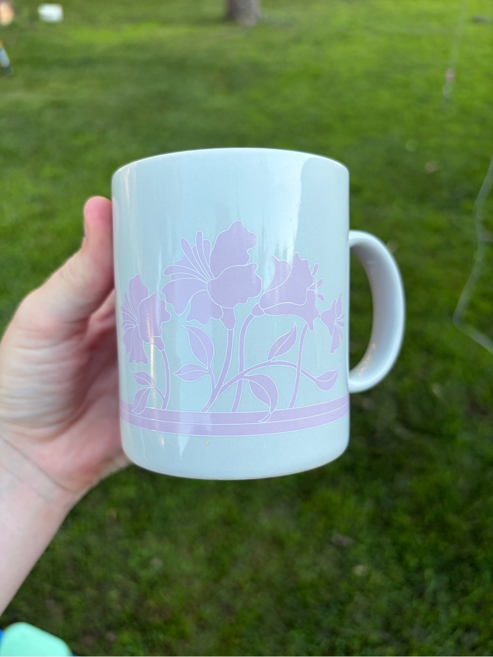Vintage Russ Berrie Floral Heart Mug Made in Japan Pink